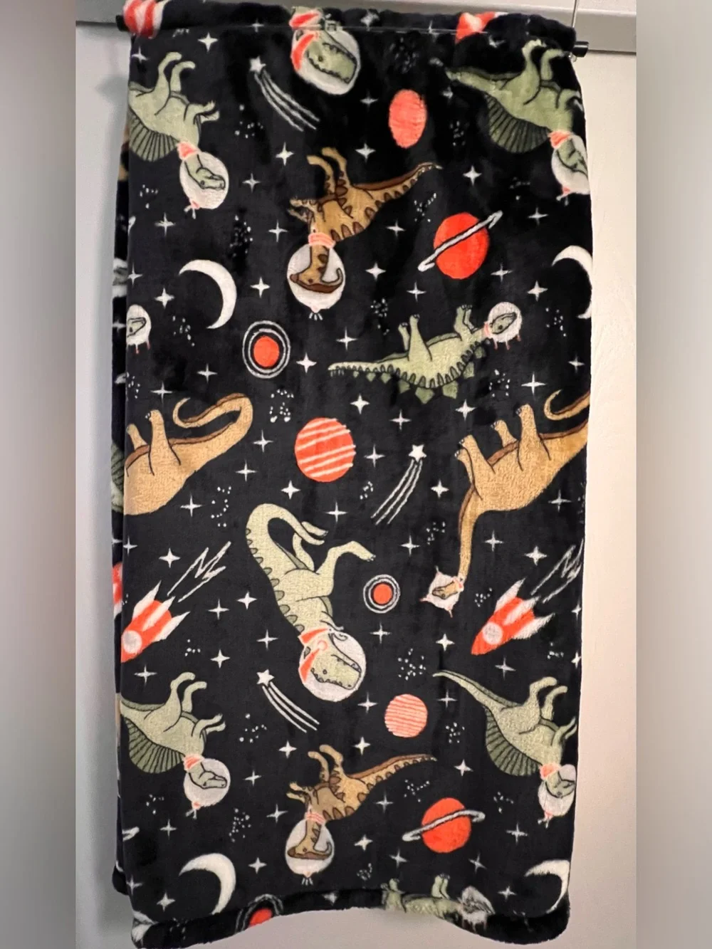Dinosaurs in Space Velvet Plush NWT 50” by 60” throw